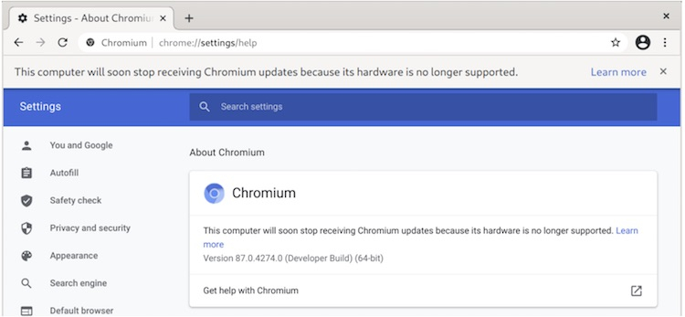 Google уберёт из Chrome 89 поддержку некоторых старых процессоров